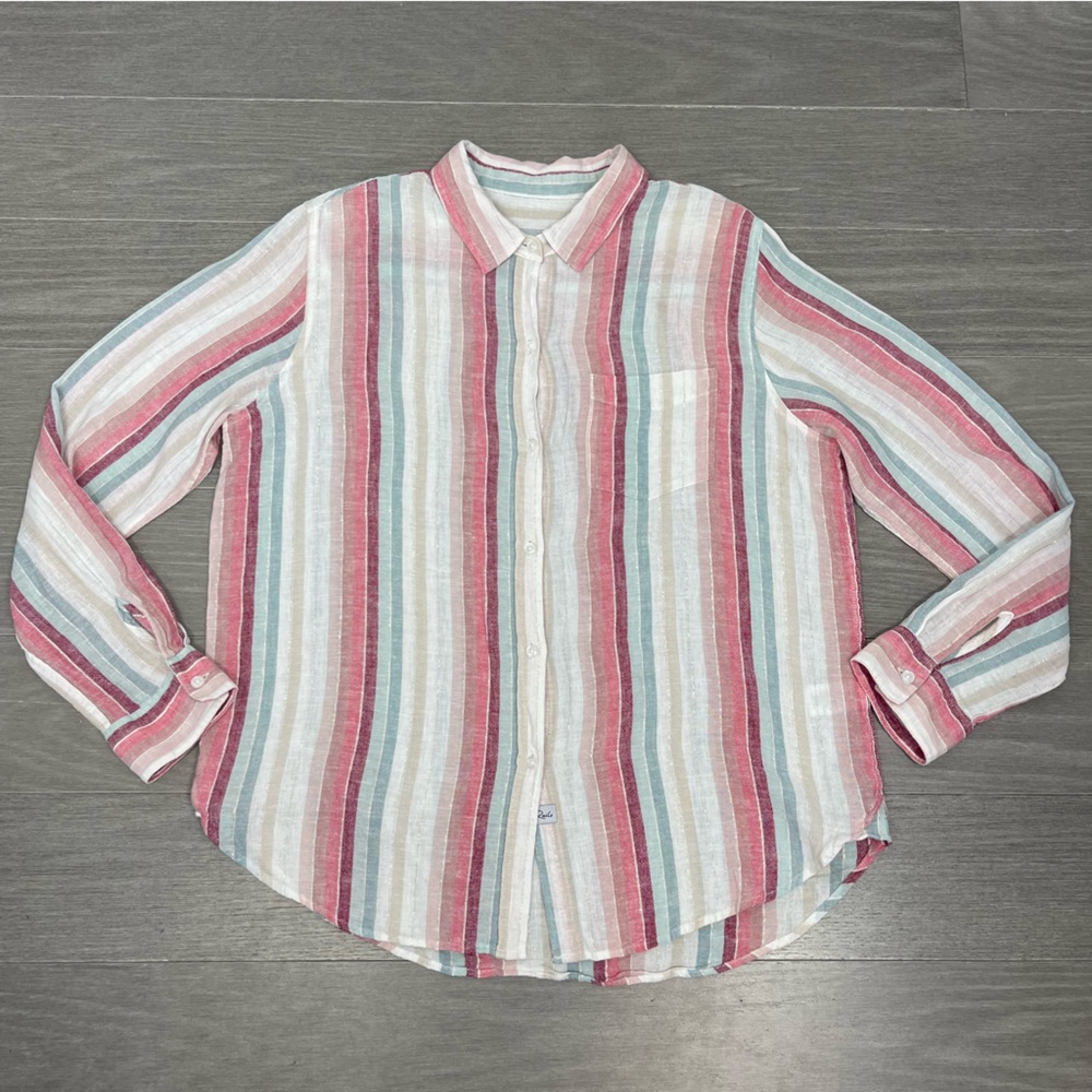 Rails Charli Button Down Top Tropic Metallic Stri… - image 6